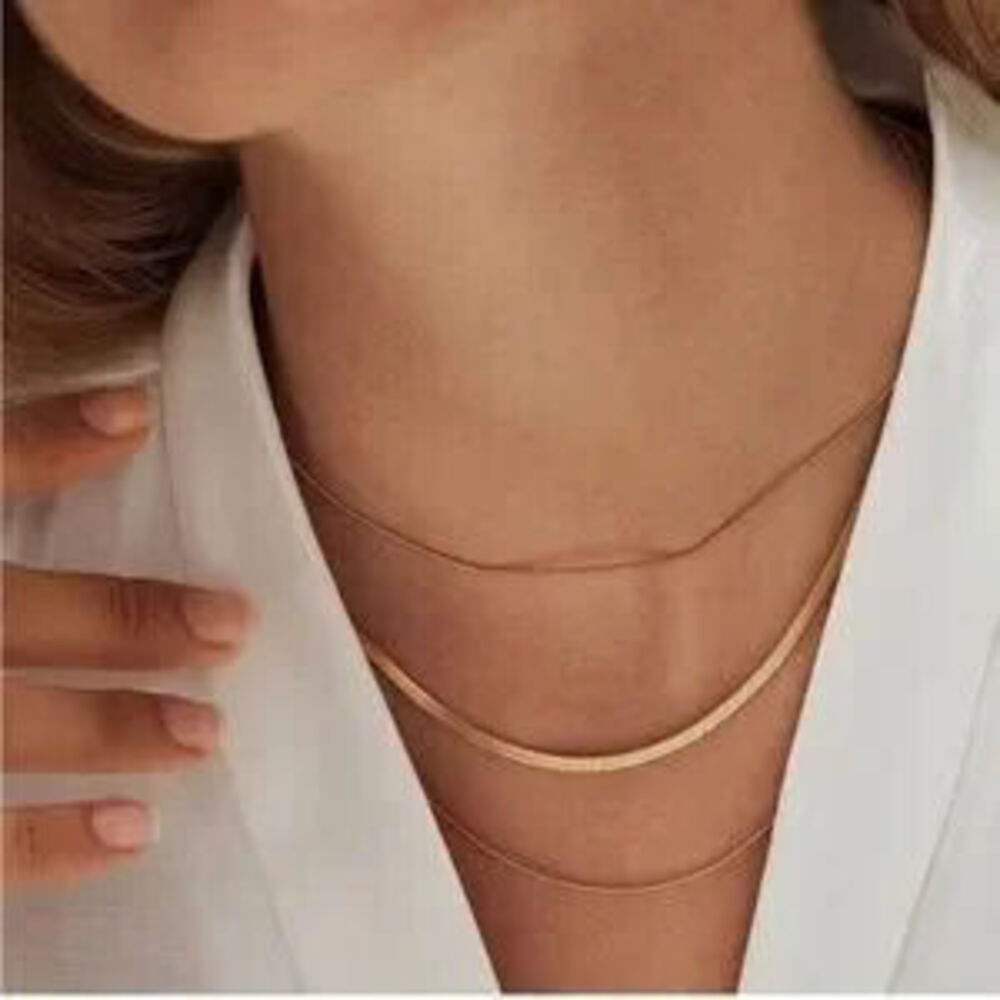 Gold 14k Gold Plated 3pc Herringbone Necklace Set - Picture 2 of 3